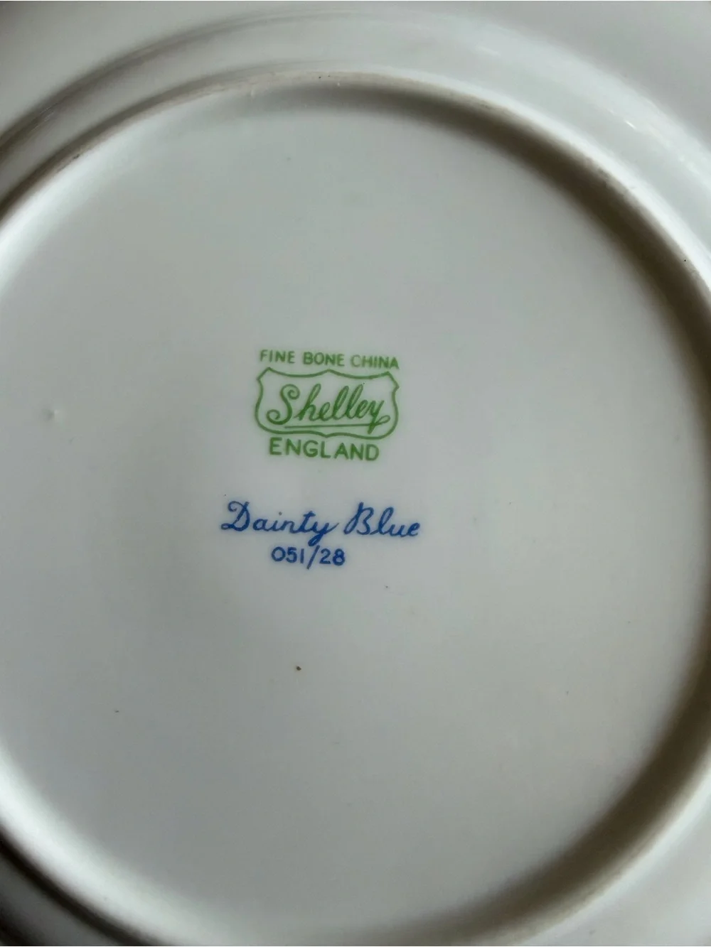 Vintage Shelley Dainty Blue Bread and Butter Plate ~ No 051/28 Fine Bone China